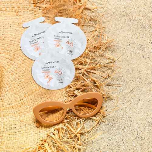 50 Pcs Sunscreen Bulk Mini Travel Size Sunscreen Packets SPF 46+ Summer Party Gifts for Women Girl