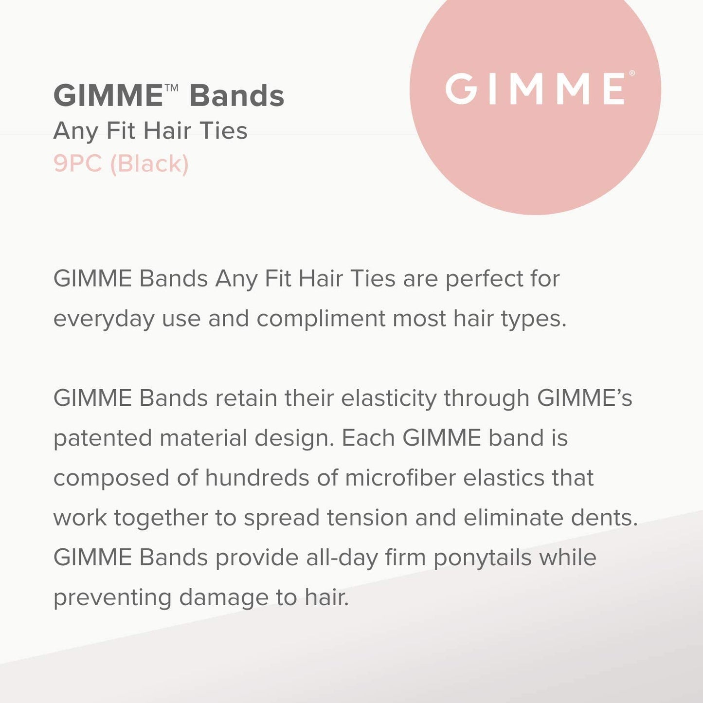 Gimme Beauty - Any Fit No Damage Hair Ties - Black Onyx - Seamless Microfiber Hair Elastic - Hair Accessories With All Day Hold - No Snagging, Dents, or Breakage Hair Tie Pack (9 Count)