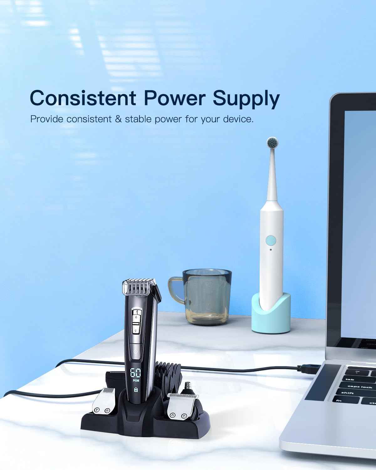 USB Charger Cable Fit for Hatteker-Cordless-Hair-Trimmer Pro Hair Clippers Beard Trimmer RFC-588 RFC-598 RFC-692 Shaver Razor Replacement Charging Power Cord