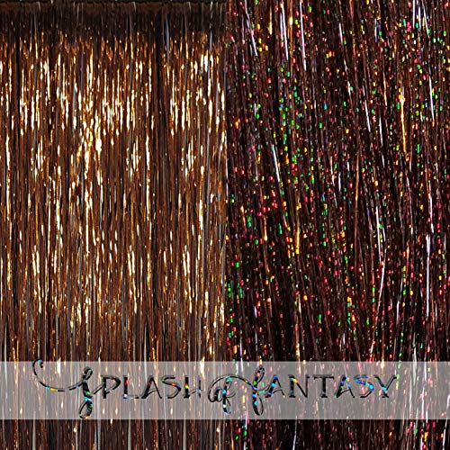 40" Hair Tinsel Set - 200 Strands of Sparkle Brown & Mocha