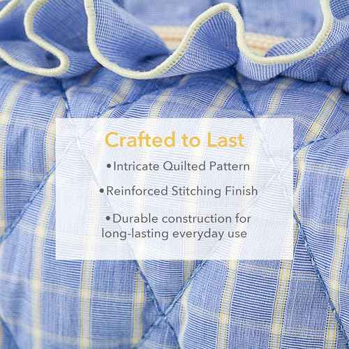 Frillie Quilted Ruffle Makeup Bag ? Cute & Elegant Cosmetic Organizer for Women, Lightweight Travel Pouch, Giftable Design (Pink)