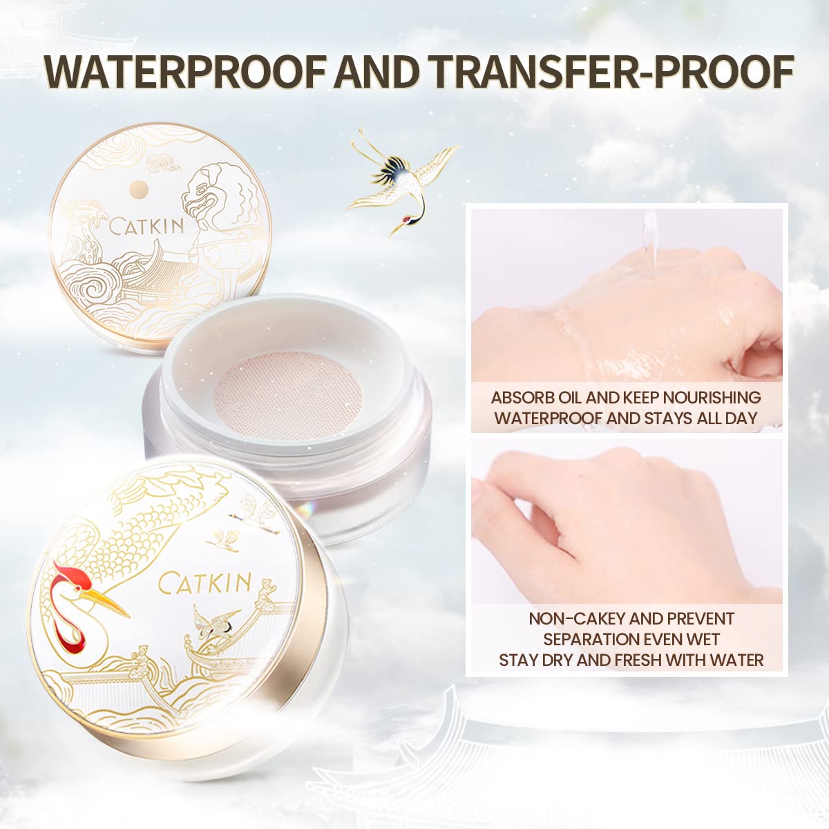 CATKIN Dreamworld Air Makeup Loose Powder Setting Finishing Powder Oil Control Matte Natural with Puff (C01 Natural)