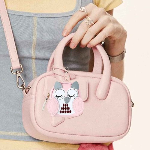3 PCS Owl Mini Backpack Keychain Cute Cosmetic Bag PU Leather Makeup Bag Key Pocket Lipstick Bag for Women Coin Purse Wallet Card Holder Data Cable Organizer Zipper Pouch Portable Travel Storage Bag