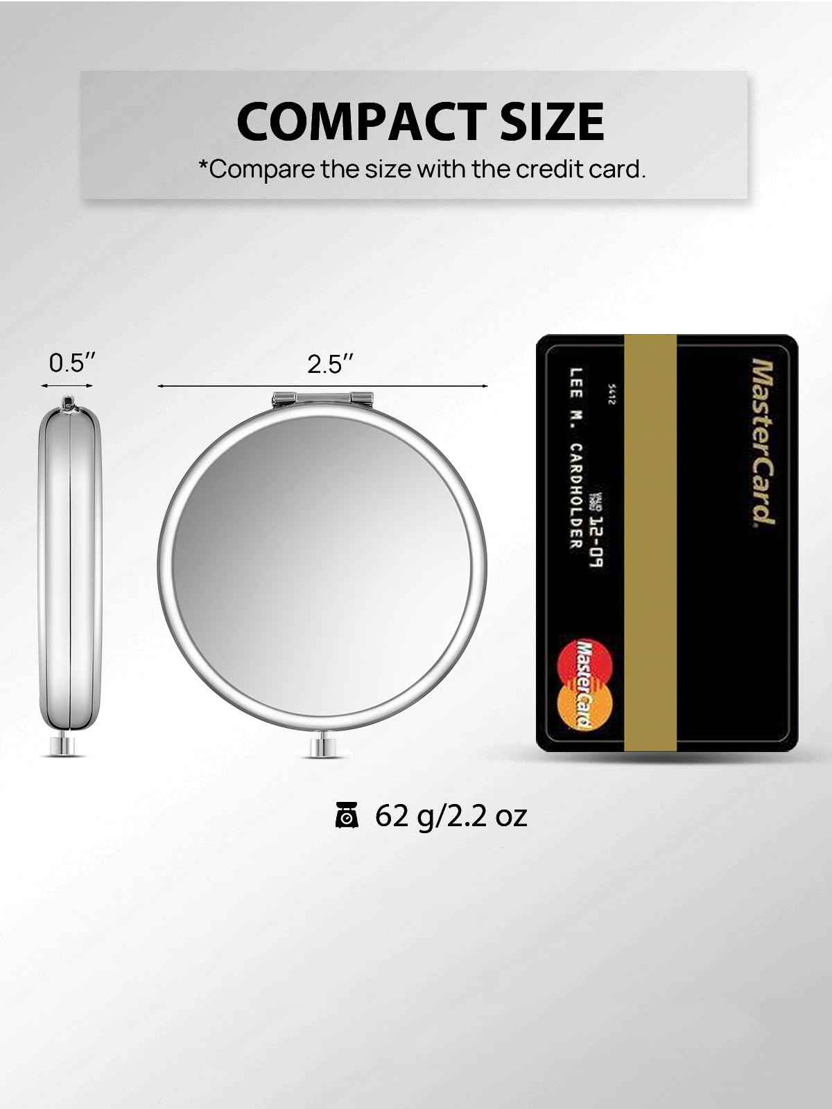 Getinbulk Compact Mirror Bulk, Pack of 6 Double-Sided 1X/2X Magnifying Metal Makeup Mirrors(Round, Silver)