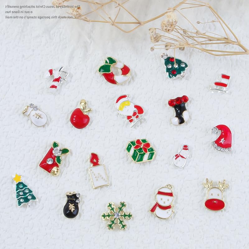 18Pcs Christmas Nail Charms 3D Alloy Nail Art Charms Xmas Tree Nail Gems with Rhinestones Gold Silver Red Green Christmas Nail Charms for Acrylic Nails Supplies for DIY Manicure Nail Art Decorations