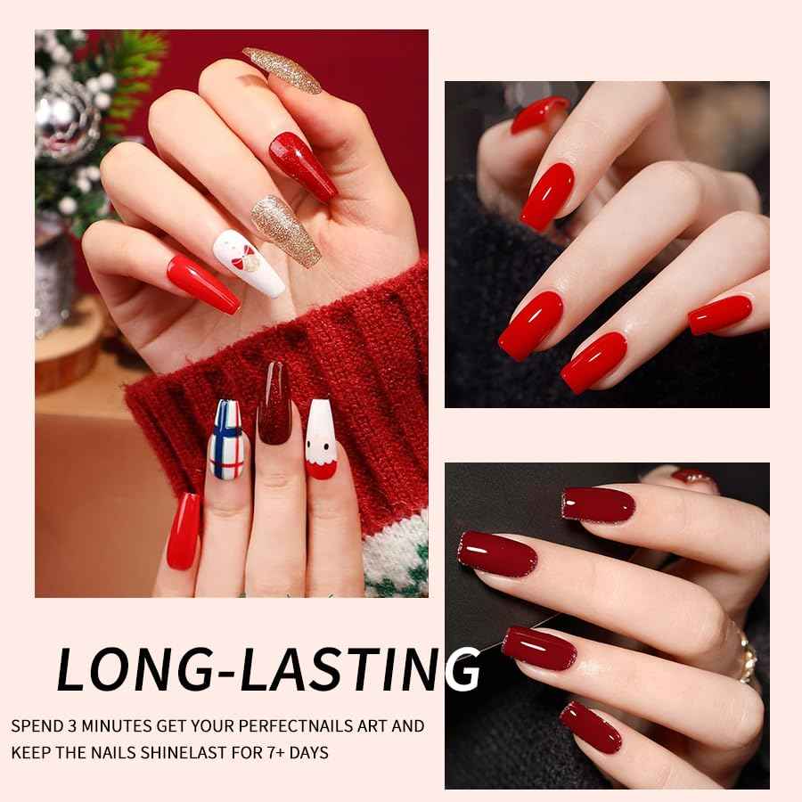 JR 9pcs 15ml Deep Red Burgundy Christmas Gel Polish Set Crimson Soak Off Polish Dark Cherry Gel Polish For Nail Salon Gift Red