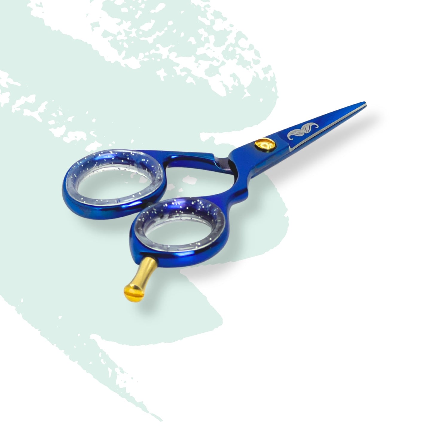 Massive Bee Store Rounded-Tip Trimming Scissors for Men – Stainless Steel High Carbon Beard, Mustache, and Ear Hair Grooming Scissor (Blue (Pointy-Tip))