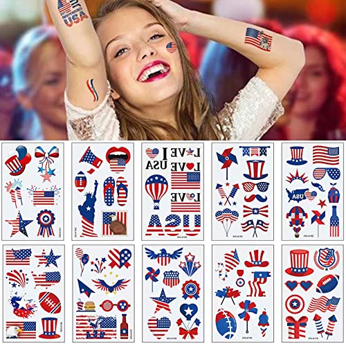 90pcs Patriotic Temporary Tattoos - Red White Blue 4th of July