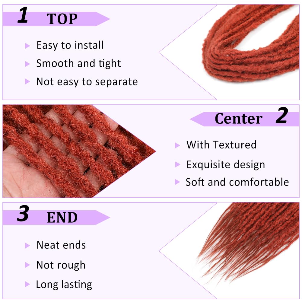 BUFENGSUN Textured Dreadlock Synthetic Double Ended Dreadlock Extensions with Texture 20inches 10 Strands Thin Soft DE Dreadlocks Extensions for Women (10 Strands, 27/613)