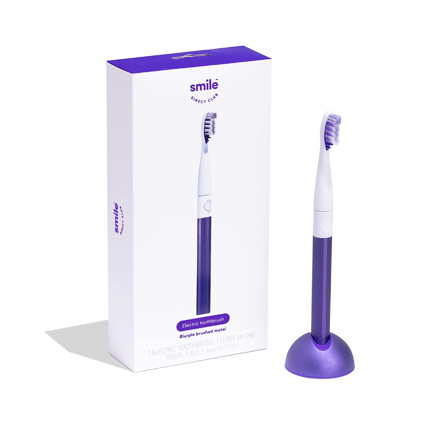 SmileDirectClub Electric Toothbrush with 3-in-1 Travel Case, Mirror Mount, and Stand, Blurple