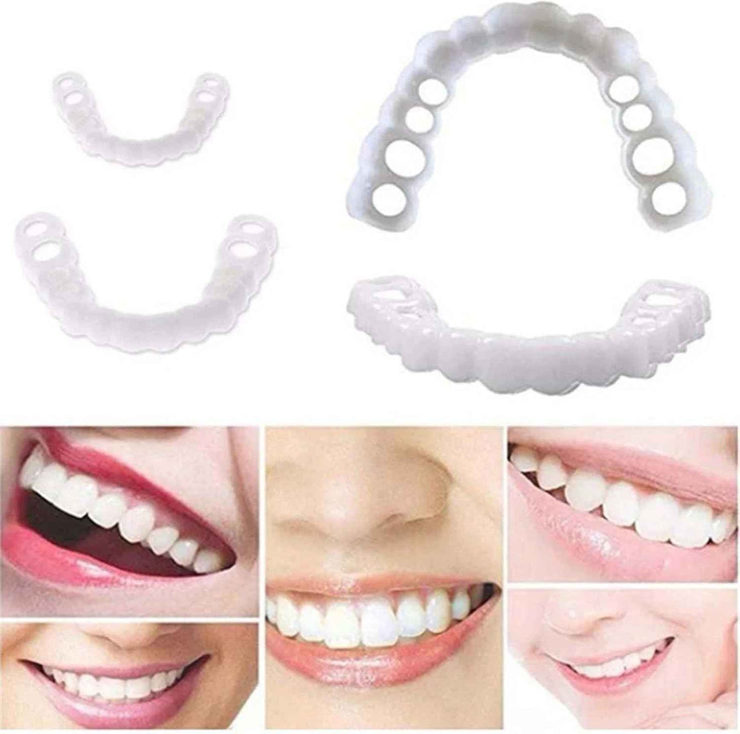 ‌2 Pairs Natural-Looking Temporary Smile Solutions, Top & Bottom Adjustable for Comfortable Experience (1.0)