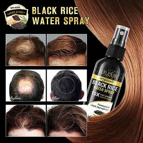 Organic Black Rice Water Spray for Hair Growth, A Solution with Castor Oil & Ginger Root Extract for Thicker, Fuller Hair, Targets Hair Loss and Repairs Damage 100ml/3.2 fl.oz (1 PC)