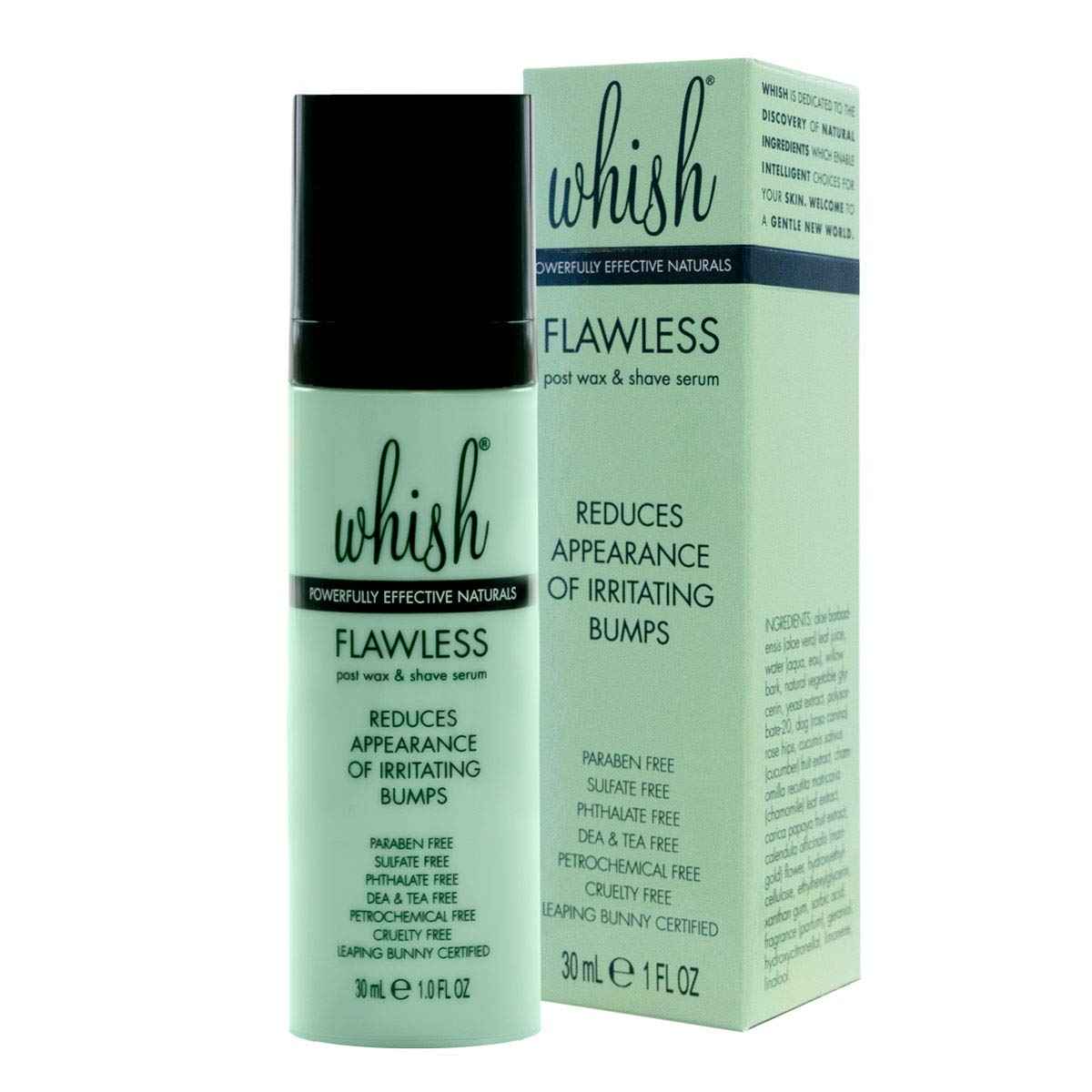 Whish Flawless Post Wax & Shave Serum - Ingrown Hair Treatment for Men and Women - Calming Aftershave Oil for Razor, Wax, & Laser Bumps - With Aloe & Salicylic Acid - Paraben & Sulfate Free - 1 oz