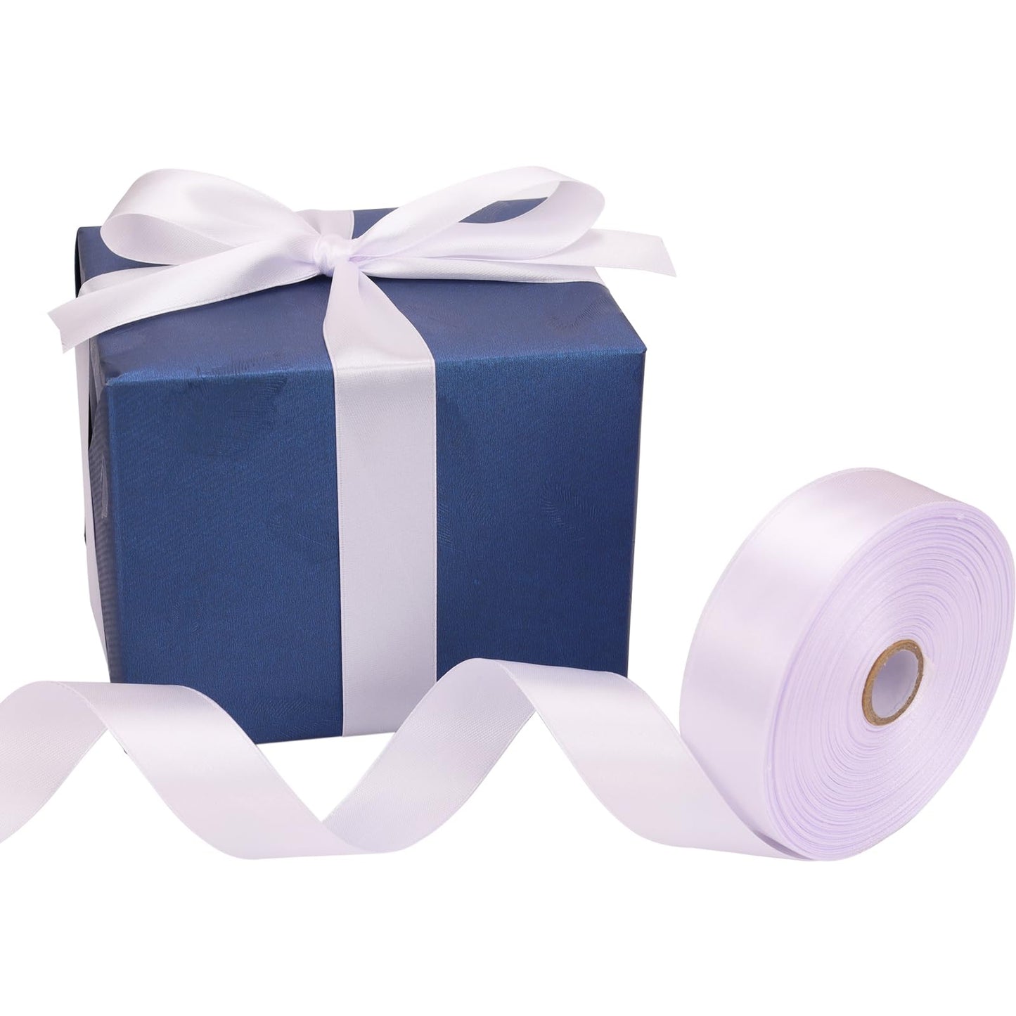 Nsilu 1 inch, White Ribbon for Gift Wrapping 50 Yards Perfect Wedding Party Wreath Sewing DIY Hair Accessories Decoration Floral Hair Balloons Other Projects