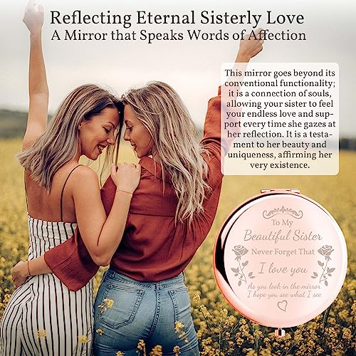 Sister Compact Mirror with Magnifying - Rose Gold Gift