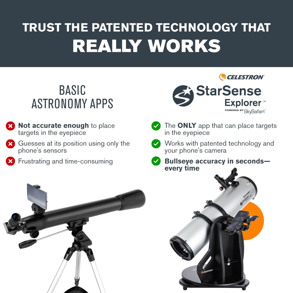 Celestron – StarSense Explorer 150mm Tabletop Dobsonian Smartphone App-Enabled Telescope – Works with StarSense App to Help You Find Nebulae, Planets & More – iPhone/Android Compatible