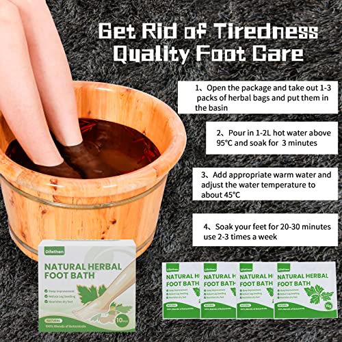 Difethen Herbal Mugwort & Ginger Foot Soak Bags for Swelling - 10 Pack