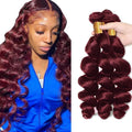 GtaiiReu #99J-L Burgundy Deep Wave Hair Bundles 16-20 Inch Human Hair Extensions