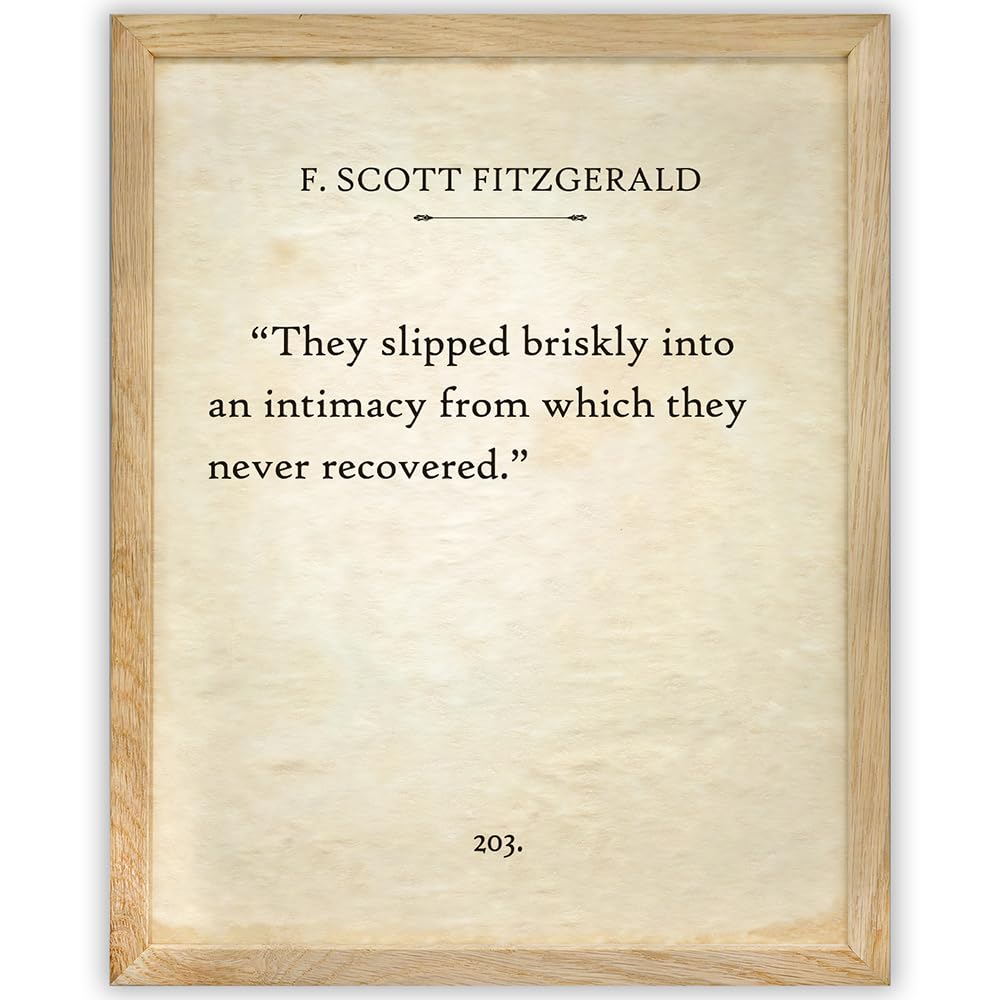 F. Scott Fitzgerald - They Slipped Briskly - 11x14 Framed Typography Book Page Print - Great Gift for Romantics, Book Lovers and English Teachers