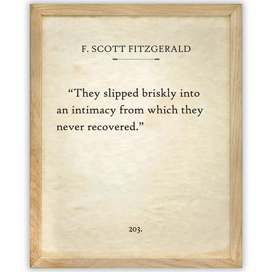 F. Scott Fitzgerald - They Slipped Briskly - 11x14 Framed Typography Book Page Print - Great Gift for Romantics, Book Lovers and English Teachers