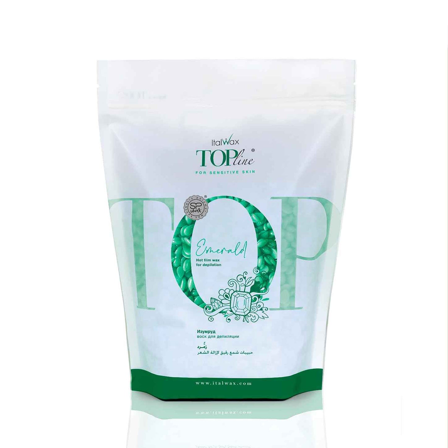 Italwax Top Line Emerald Jelly Wax 1.65lb (750g) – Ultra-Flexible Bright Green Glitter Gel for Large Areas, Applies in Super Thin Layers, Fast-Setting for Efficient Services – Made in Italy