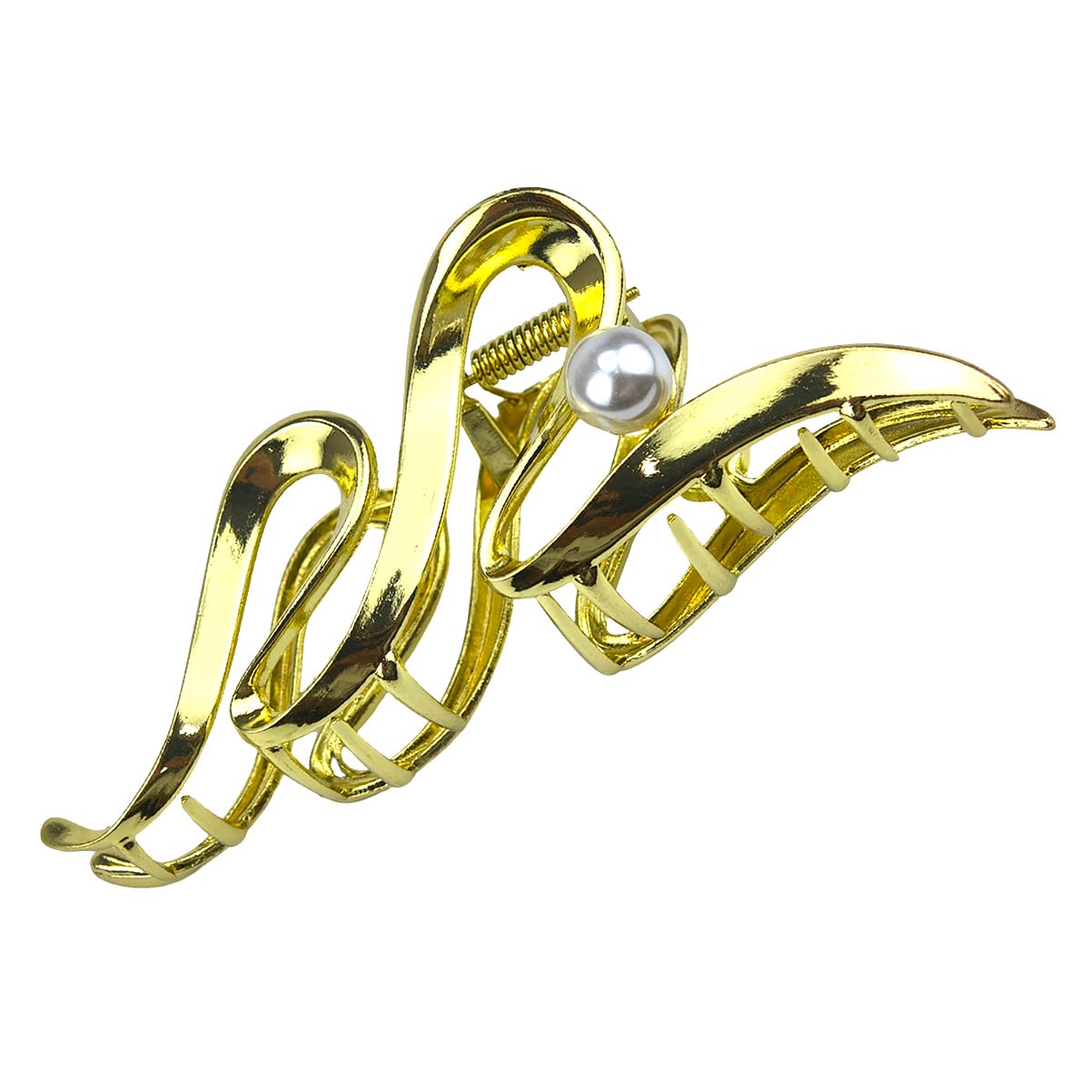 Irregular Gold Metal Hair Clips with Pearl Design - Nonslip Hair Barrette for Thick and Thin Hair, Strong Hold (gold-Pearls)