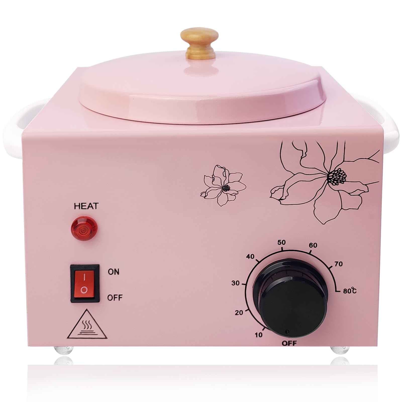 Portable Pink Wax Warmer with Adjustable Temperature and Wax Sticks for Painless Hair Removal for Women and Men