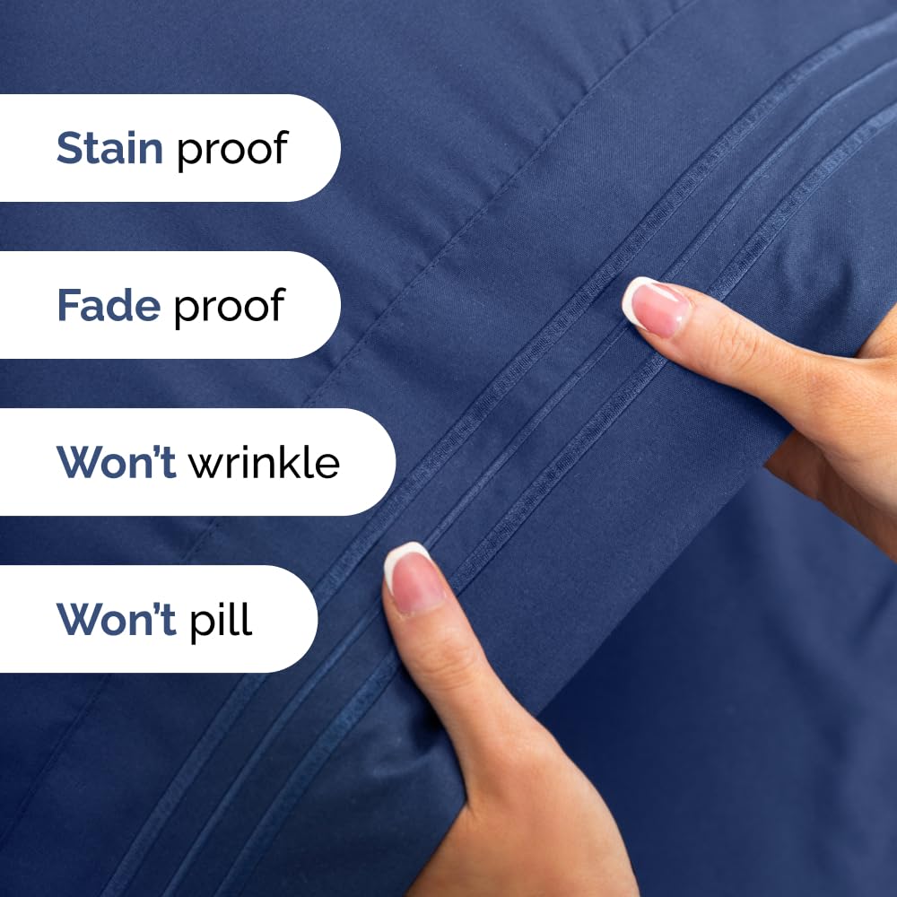 Twin 4 Piece Sheet Set - Breathable & Cooling Bed Sheets - Hotel Luxury Bed Sheets for Women, Men, Kids & Teens - Bedding w/ Deep Pockets & Easy Fit - Soft & Wrinkle Free - Twin Navy Blue Sheets