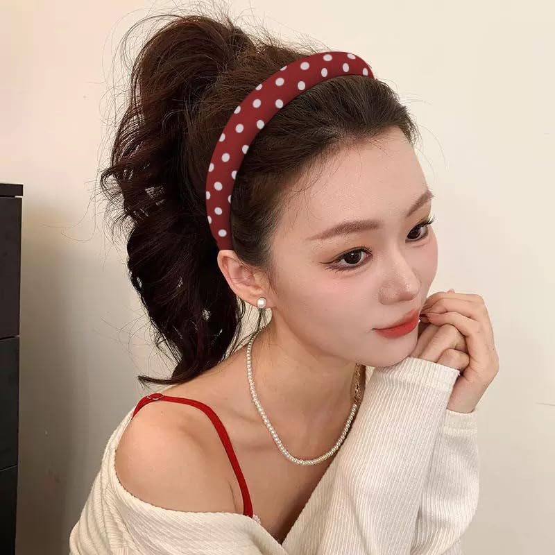 Vintage Red Polka Dot Headband for Women - Non-Slip Design