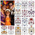 16-Pack Day of the Dead Face Tattoos | Sugar Skull Halloween