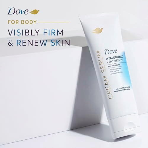 Dove Cream Serum Hyaluronic + Hydration for Extra Dry, Flaky Skin, with Pro-Ceramides, Niacinamide and Collagen Peptides Lotion, 8 oz,(Pack of 2)