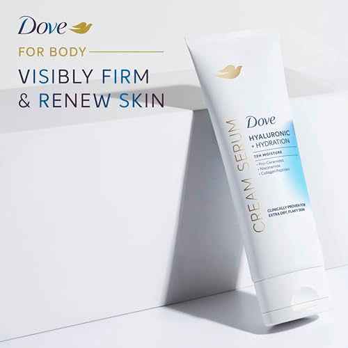 Dove Cream Serum Hyaluronic + Hydration for Extra Dry, Flaky Skin, with Pro-Ceramides, Niacinamide and Collagen Peptides Lotion, 8 oz