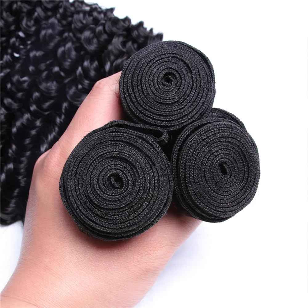 Kinky Curly Human Hair Bundles Afro Curly Bundles Human Hair Natural Black 12 14 16 Inch Quick Weave Unprocessed Remy Hair Extensions For Women Double Weft 300G