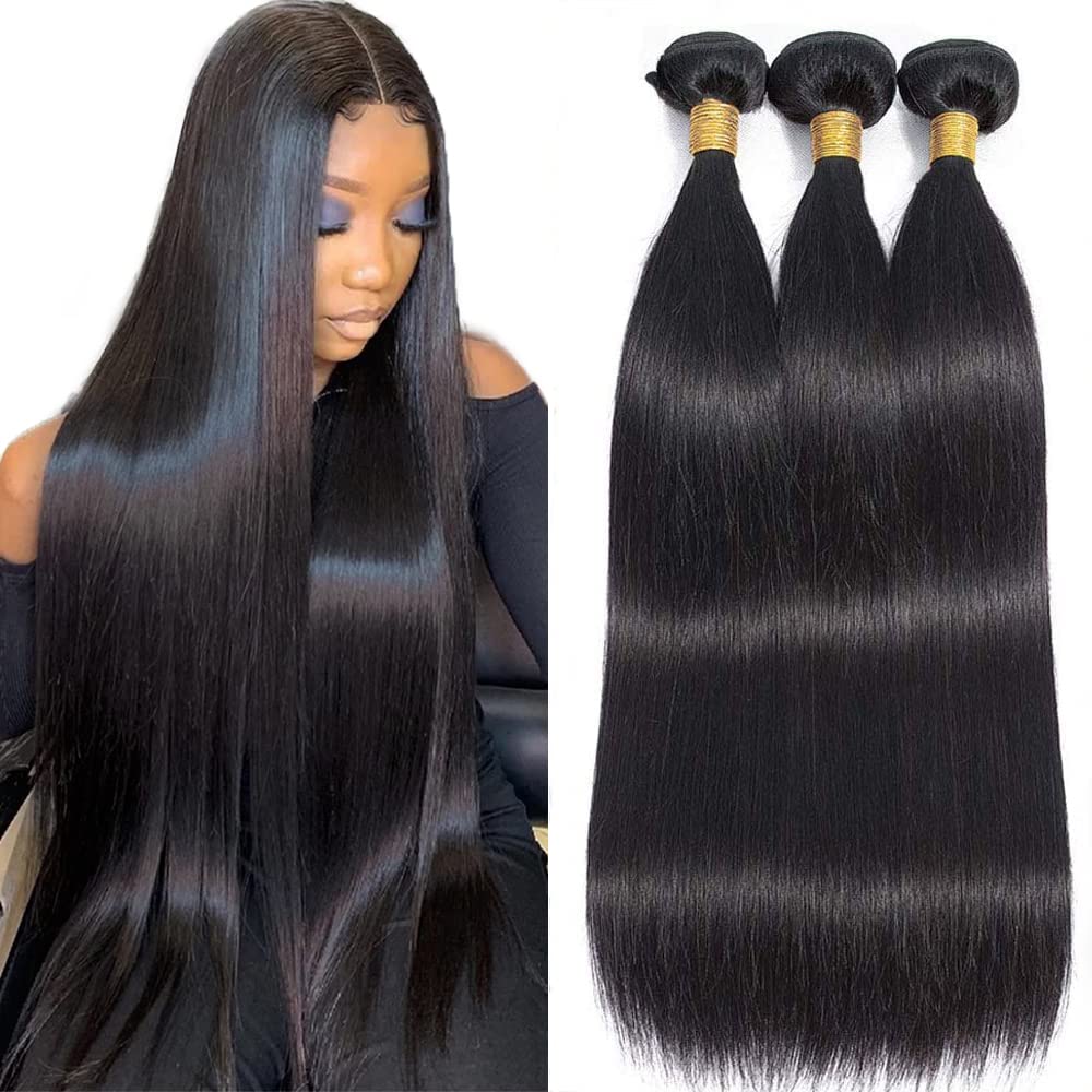 10A Straight Hair Bundles Brazilian 18 20 22 Inch 100% Unprocessed Virgin Hair Straight Weave Bundles Human Hair 3 Bundles Deals