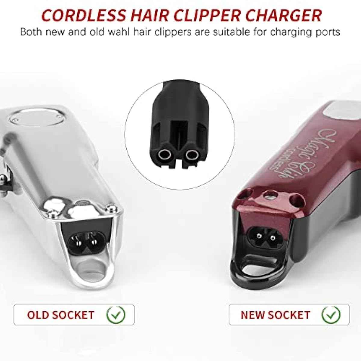 Replacement Wahl 8164 Charger Charging Cord Compatible with Wahl 5 Star Series Cordless Magic Clipper Model 8148/8148-700/8164/ 8481/8591/ 8509/8504-400/8504-830/8504 Charger Power Cord
