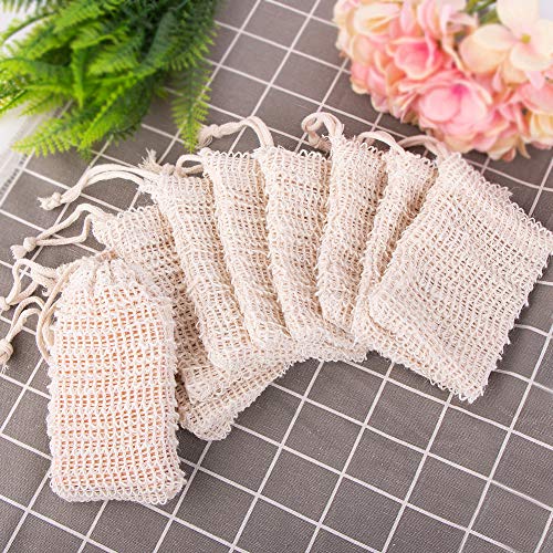 Yoseng 10 Pack Soap Exfoliating Bag Natural Soap Saver,Natural Fiber Soap Bags for Foaming and Drying The Soap, Organic Soap Bag With Pouch Holder for Shower Bath