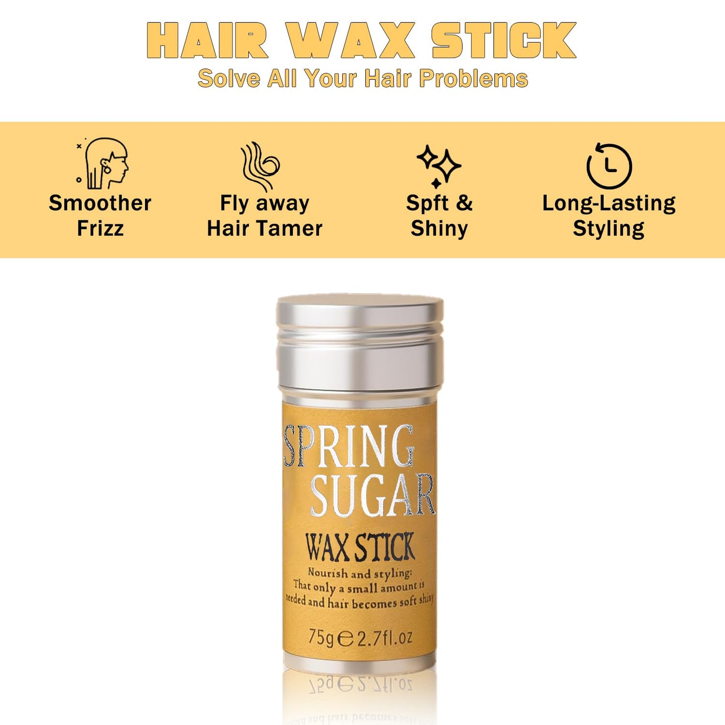 SPRINGSUGAR Hair Wax Stick for Flyaways and Edge Control - Slick Styling Wax for Hair, Dance Recital Must-Have for Women Dancers