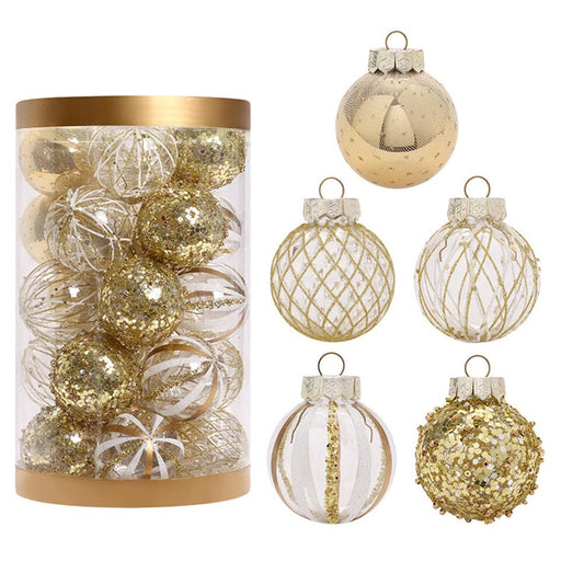 25Pcs Christmas Ornaments Sets 2.36” Christmas Ball Ornaments Christmas Tree Ornaments Shatterproof Xmas Balls Bulbs for Holiday Wedding Party Christmas Tree Decoration（Golden White）