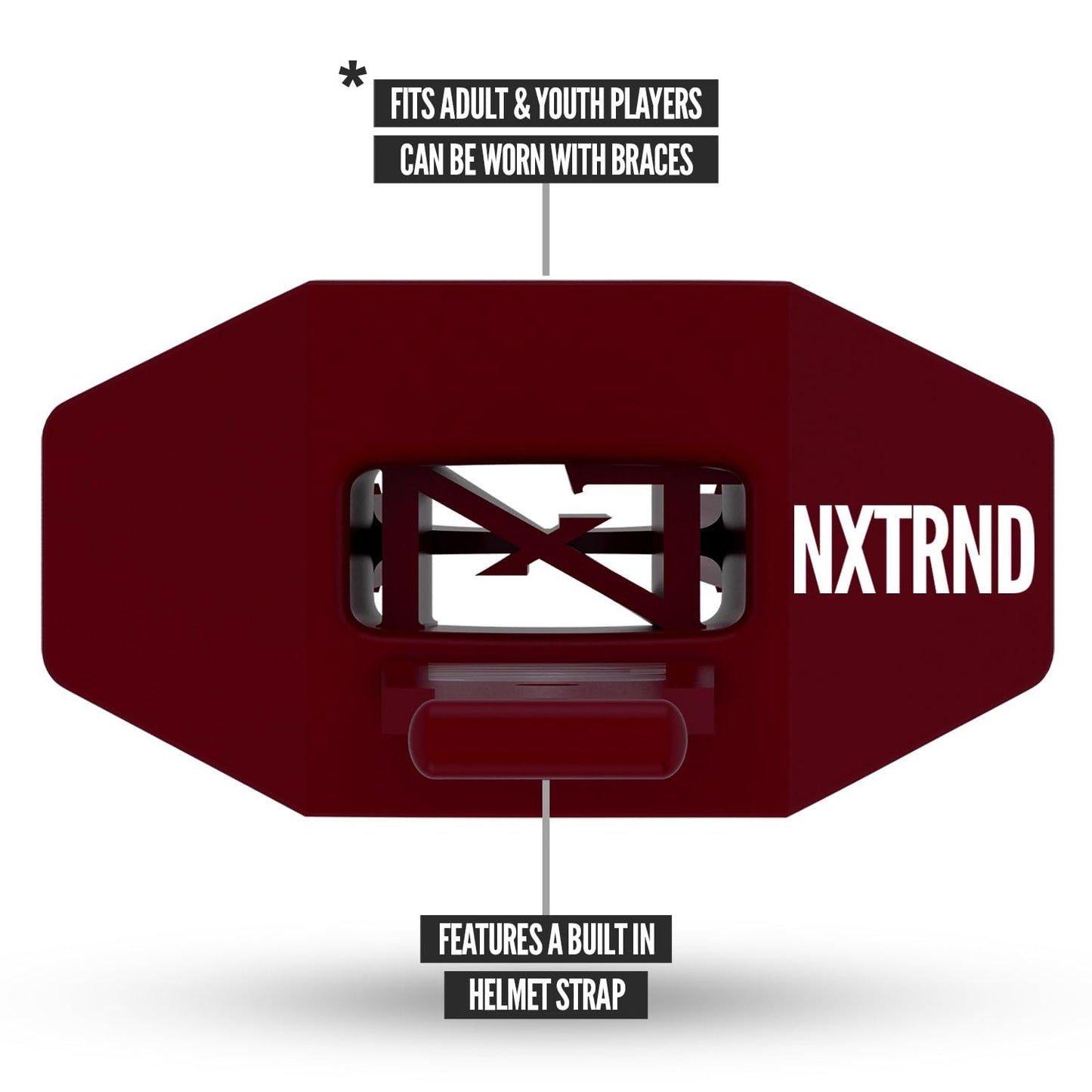 Nxtrnd Two Football Mouth Guard, Football Mouthpiece with Strap, Fits Adult & Youth (Maroon)