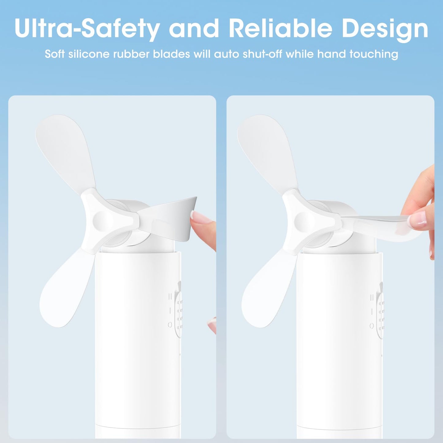 OLV Handheld Mini Fan Portable Rechargeable 3000mAh USB Battery Powered 22+Hrs Runtime Small Hand Held Fan Foldable Pocket Personal Fan Gifts for Women Girls Men Office,Travel,Outdoor - White