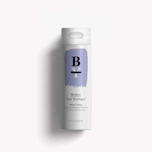 Better Not Younger Silver Lining Purple Shampoo - Sulfate-Free Purple Shampoo for Blonde Hair w Burdock Root, Bamboo, Sage, & Hops - Cruelty-Free White & Grey Hair Shampoo, 8.4 Fl Oz