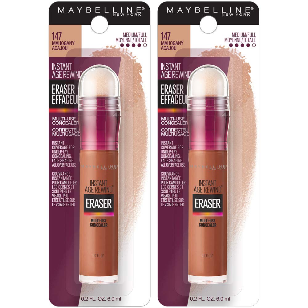 Maybelline Instant Age Rewind Eraser Dark Circles Treatment Multi-Use Concealer, Mahogany, 0.2 Fl Oz (Pack of 2) (Packaging May Vary)