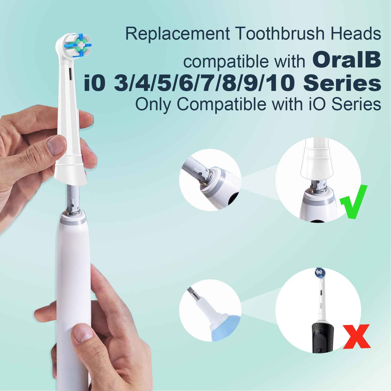 iO Replacement Heads Compatible with Oral B iO Electric Toothbrush,Compatible with Oral B iO Series 2/3/4/5/6/7/8/9/10,Premium Bristles for Deep Cleaning&Gentle Care,Black/White