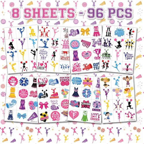 96 Piece Cheerleading Temporary Tattoos for Kids