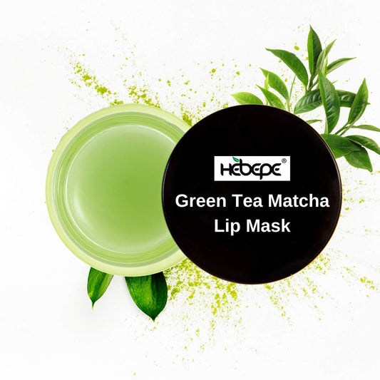 Hebepe Green Tea Matcha Lip Sleeping Mask Overnight with Applicator, For Dry Lips, Coconut Oil, Vitamin E, Fig Extract, Orchid, and Shea Butter, Moisturizer for Dry, Chapped, Cracked Lips