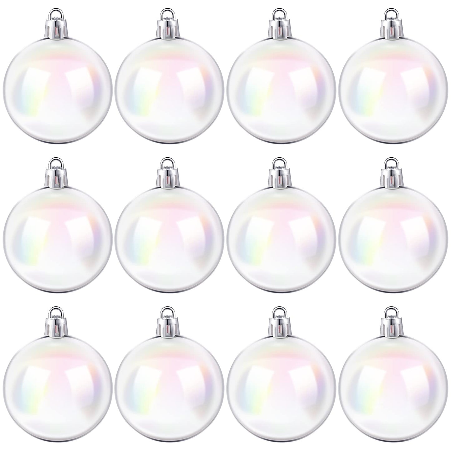 Jutom Iridescent Ornaments Plastic Clear Bubble Hanging Ornaments Balls Bulk Wedding Decorative Hanging Ornaments DIY Craft for Birthday Graduation Party Decor(2 Inch, 24 Pcs)