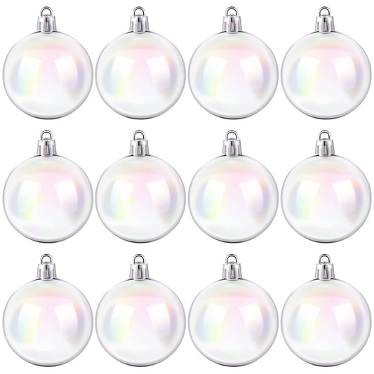 Jutom Iridescent Ornaments Plastic Clear Bubble Hanging Ornaments Balls Bulk Wedding Decorative Hanging Ornaments DIY Craft for Birthday Graduation Party Decor(2 Inch, 24 Pcs)