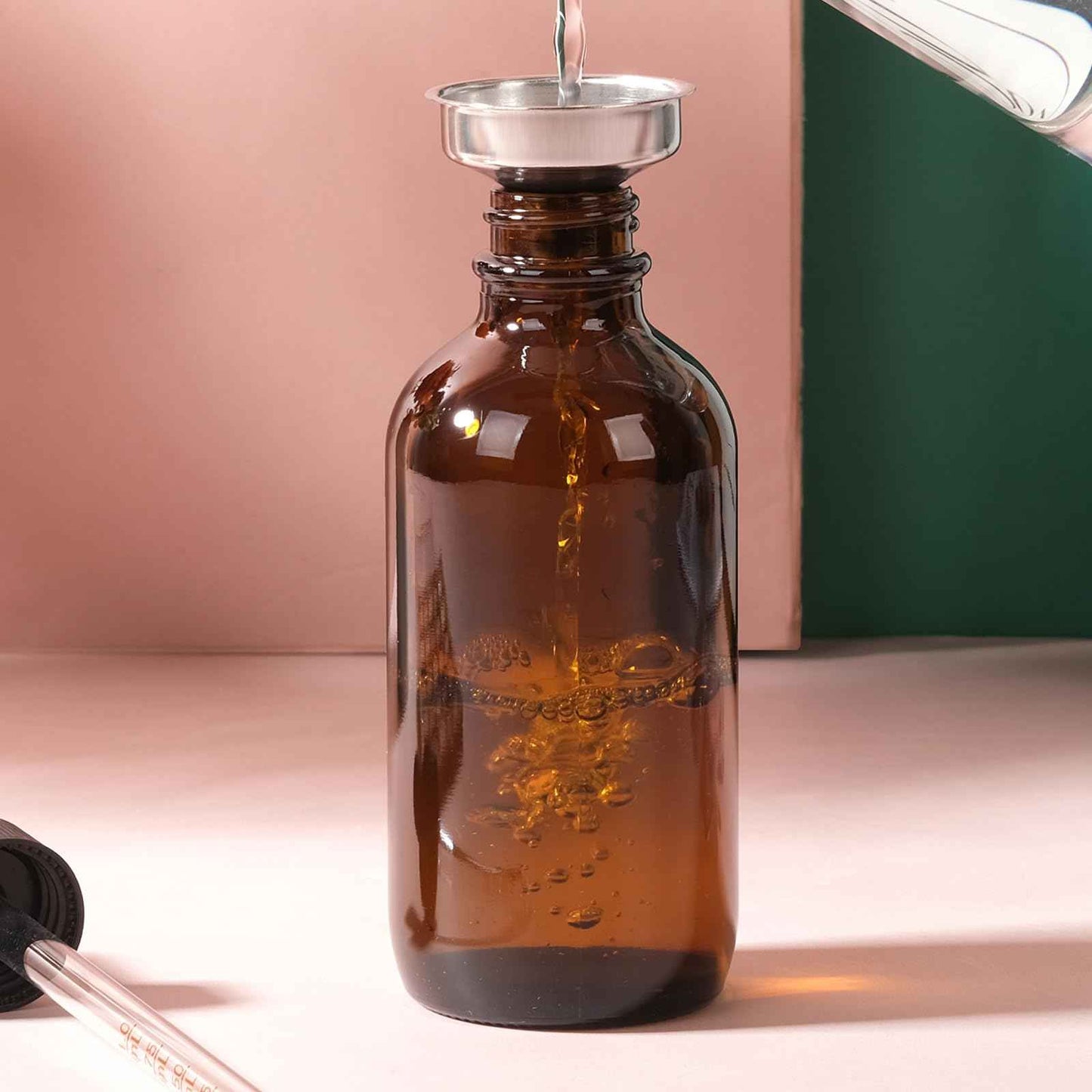 RAMFIYN 3 pack 4oz Amber Glass Dropper Bottle Refillable Tincture Bottles with Strong Measured Dropper Empty Essential Oil Container with Funnel and Labels