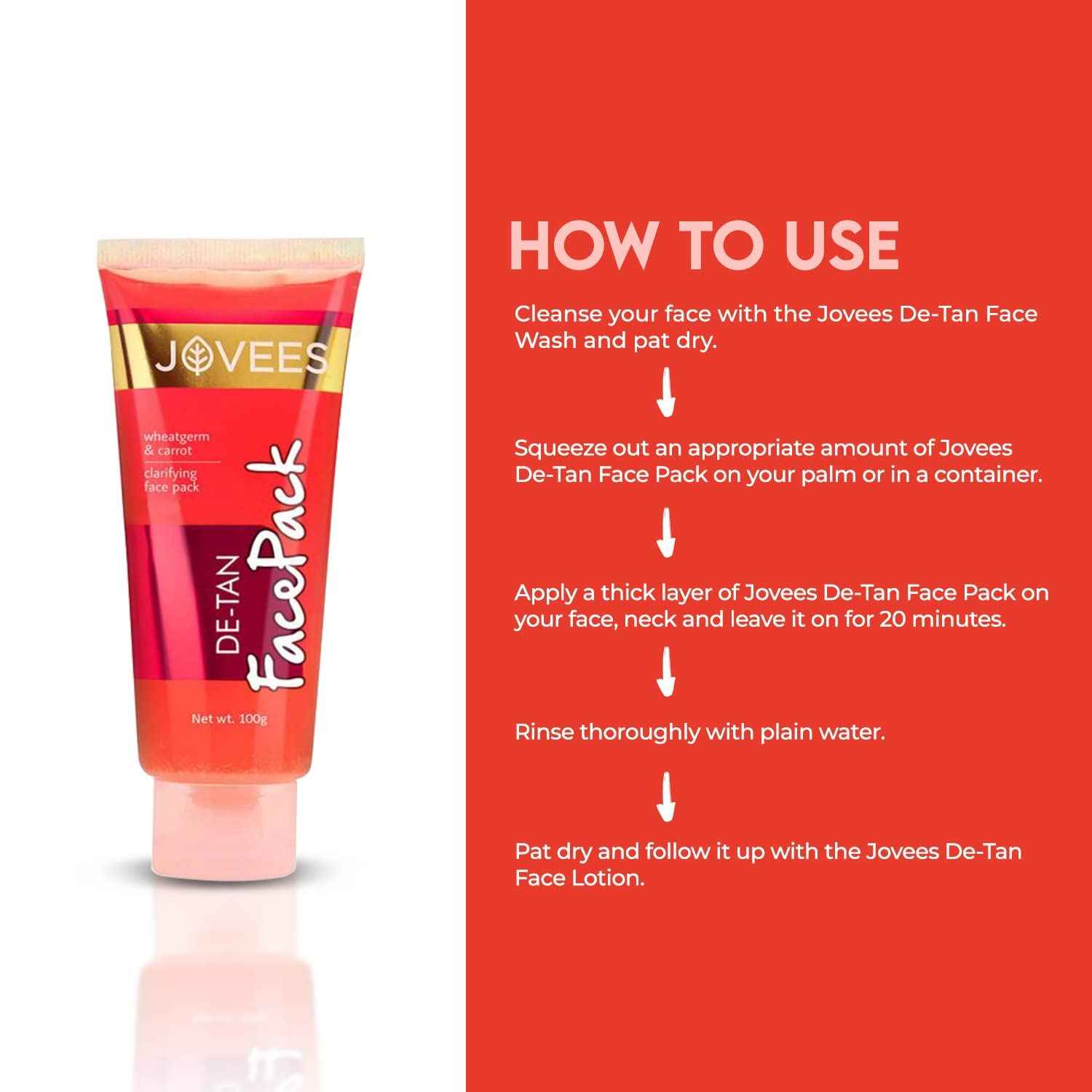 Jovees De-Tan Wheatgerm & Carrot Face Pack 100 gm