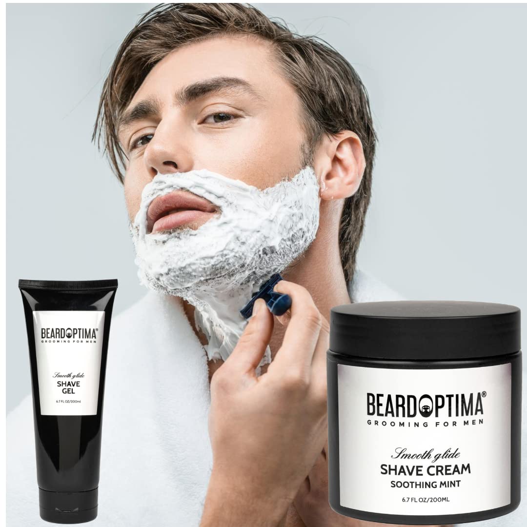 Beardoptima Shave Cream for All Types of Skin | Incredibly Comfortable Men's Beard Care Shaving Cream | Protects Against Irritation and Razor Burn | 6.7 FL OZ/ 200 ML